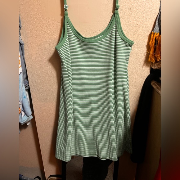 american eagle green striped dress Aerie At The Barre Midi Dress